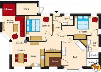 Wellnesshaus Wind & Welle mit Whirlpool, Sauna und Kamin (eingezäunt)