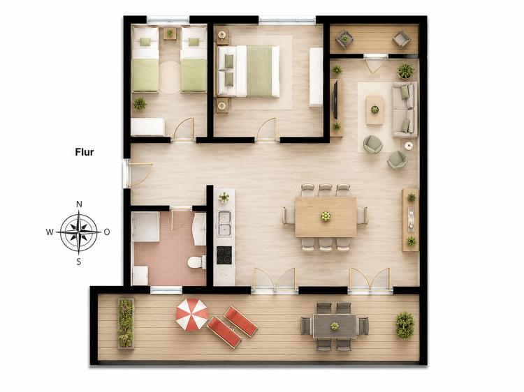 Am Rundsteg Penthouse 13 - 2.OG 80m² - 2-6 Pers Bild: 8
